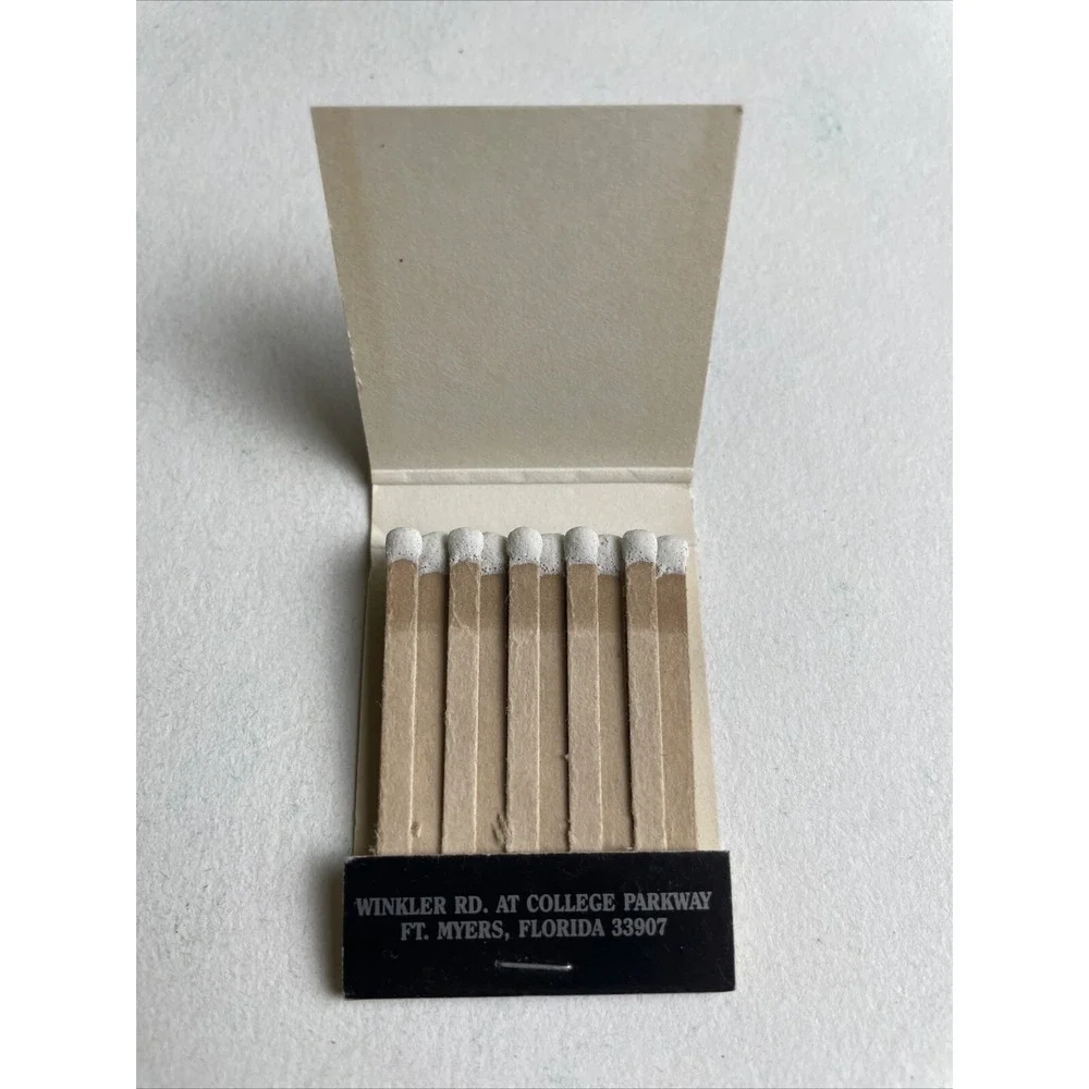 Vintage Matchbook Cover   The Shallows Restaurant ‎  Ft Myers, Fla Black Grey